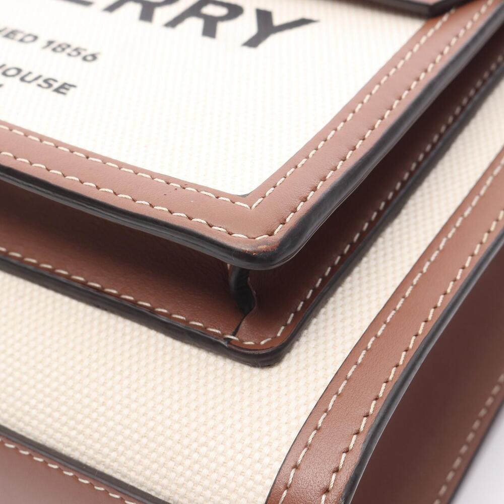 Burberry Horseferry handbag leather canvas brown Ivory White - Picture 8 of 8
